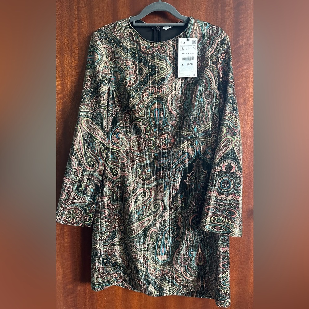 Zara Multicolor Paisley Long Sleeve Dress
